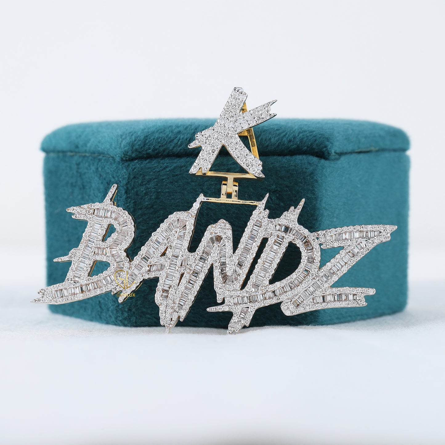 Name Letter Iced Out Baguette Cut Moissanite Hip Hop Pendant