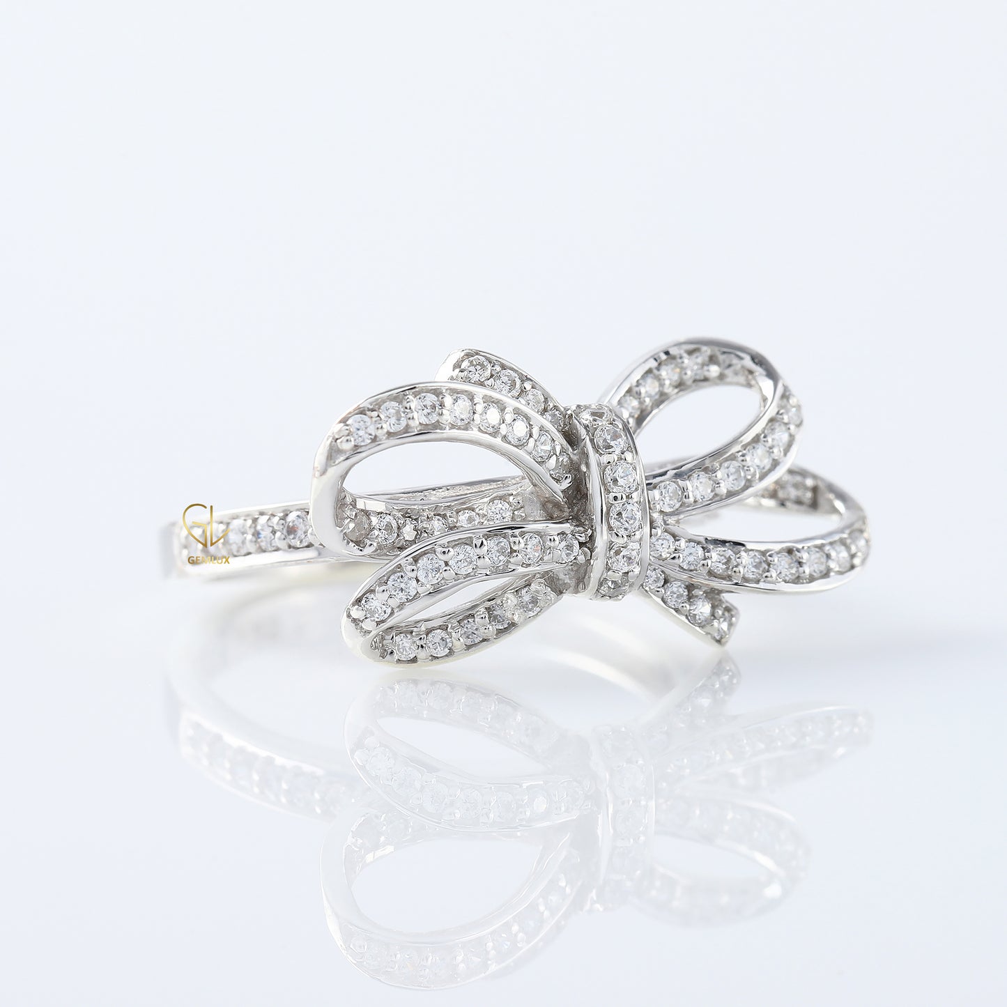 Round Cut Lab Grown Bow Knot Engagement Ring