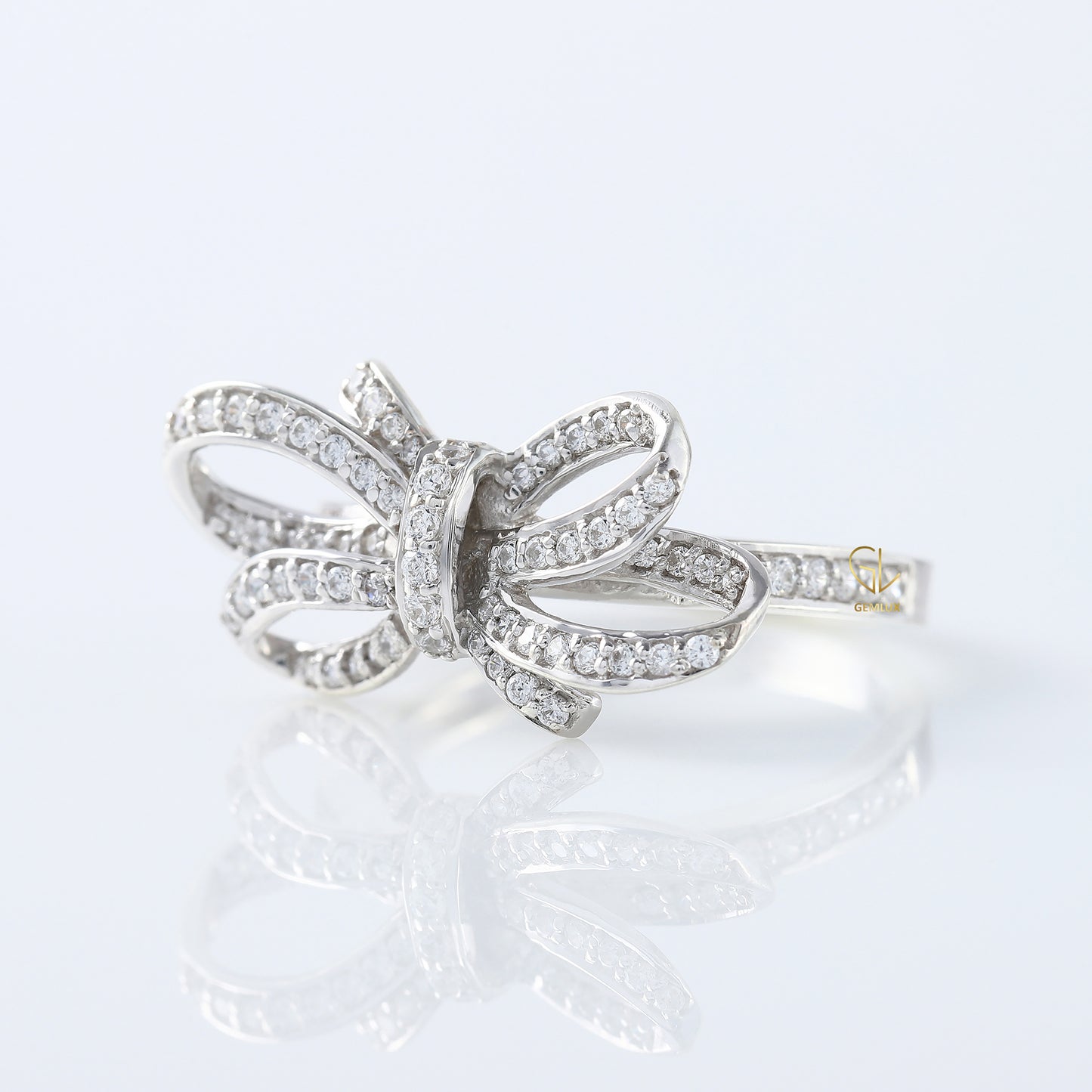 Round Cut Lab Grown Bow Knot Engagement Ring