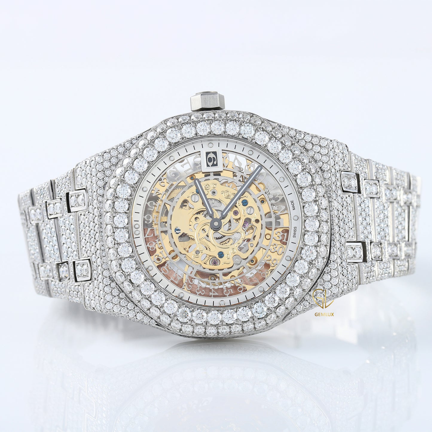 Iced Out VVS Moissanite Round Case Branded Hip Hop Watch For Men