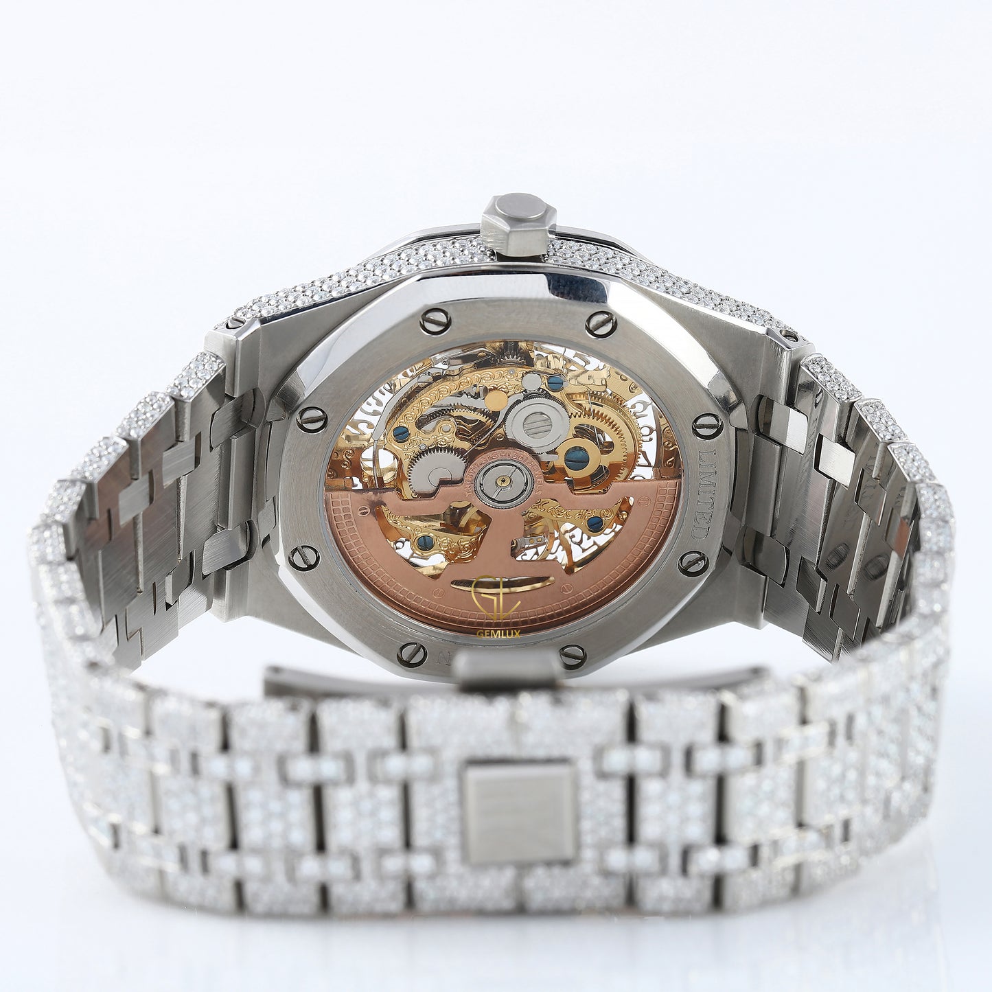 Iced Out VVS Moissanite Round Case Branded Hip Hop Watch For Men
