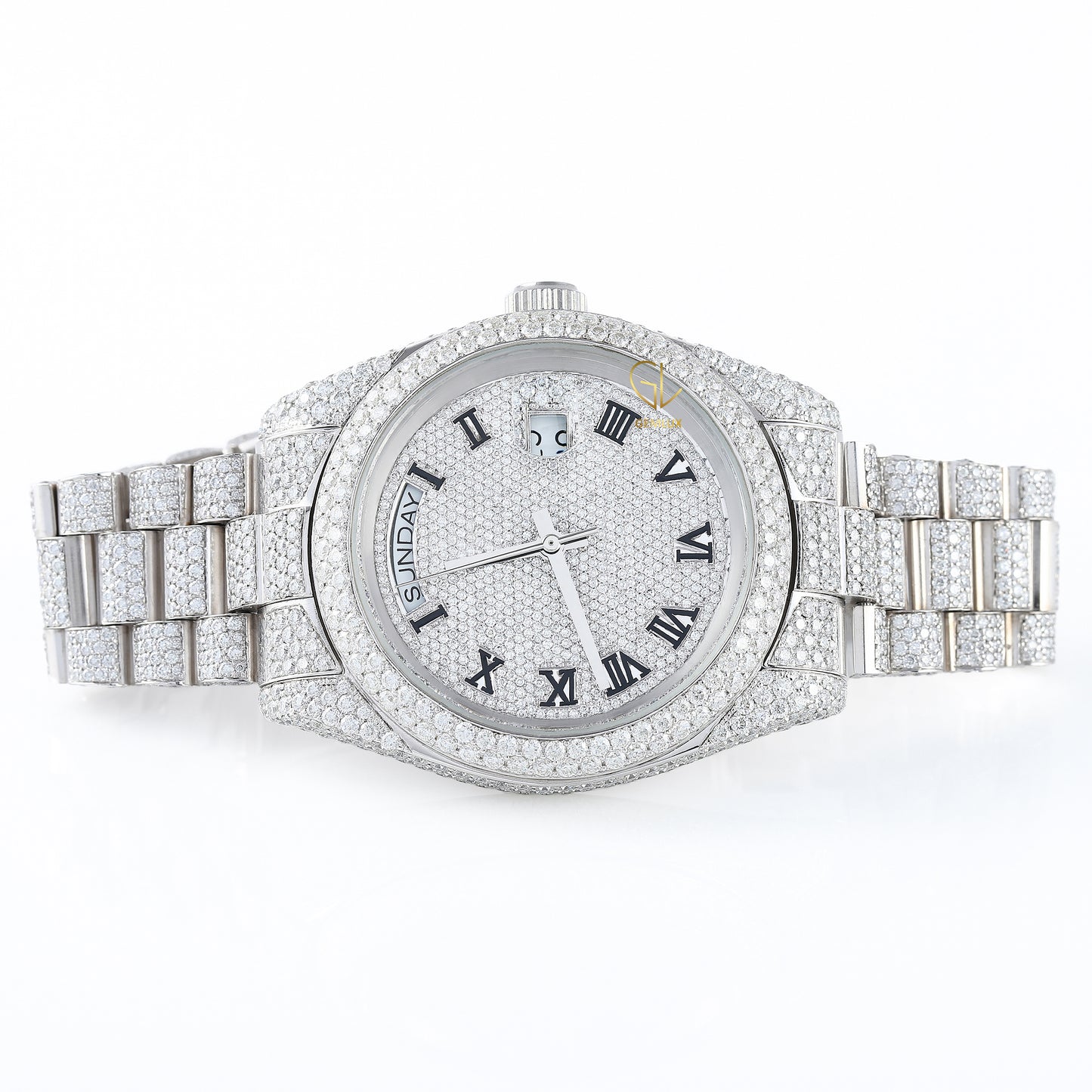 Roman Dial Iced Out D VVS Moissanite Watch