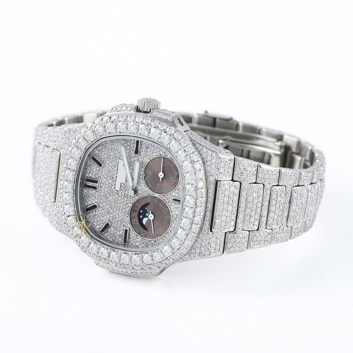 Chronograph Iced Out Moissanite Diamond Hip Hop Watch