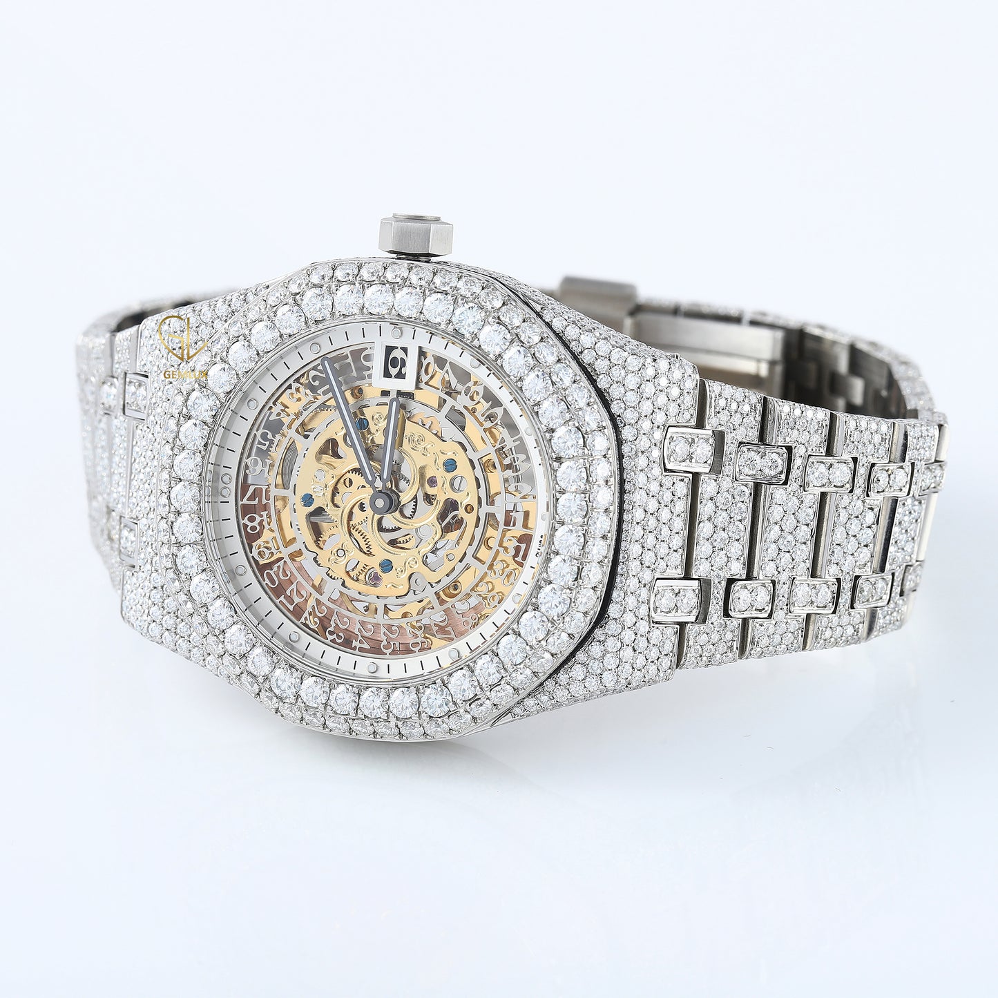 Iced Out VVS Moissanite Round Case Branded Hip Hop Watch For Men