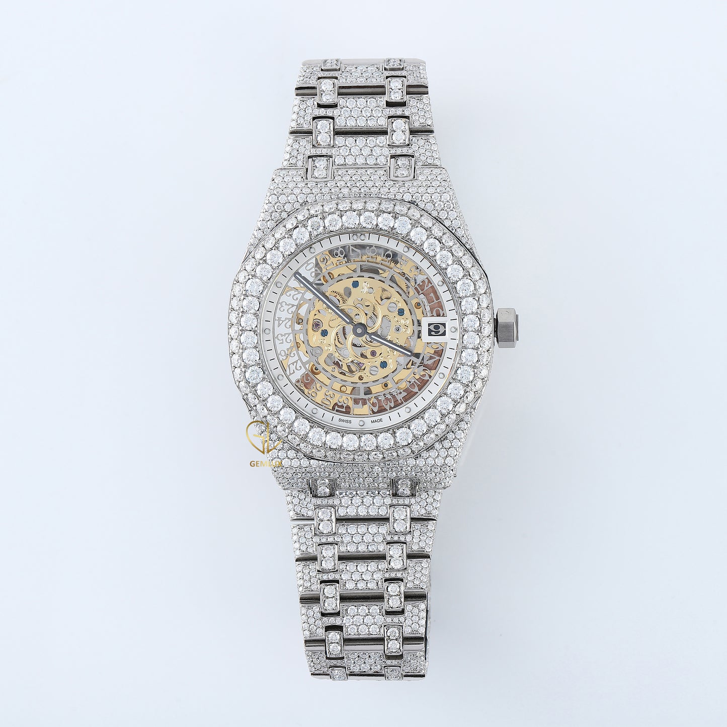 Iced Out VVS Moissanite Round Case Branded Hip Hop Watch For Men