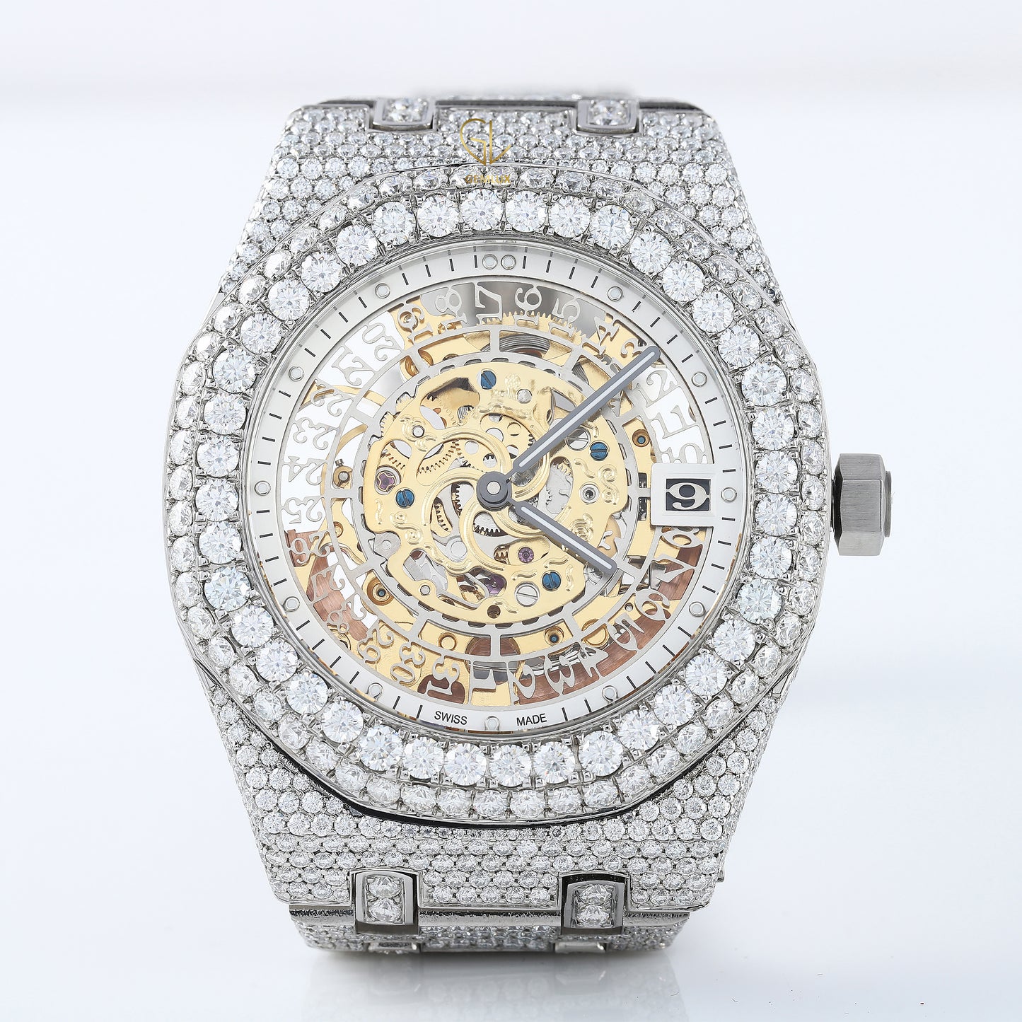 Iced Out VVS Moissanite Round Case Branded Hip Hop Watch For Men