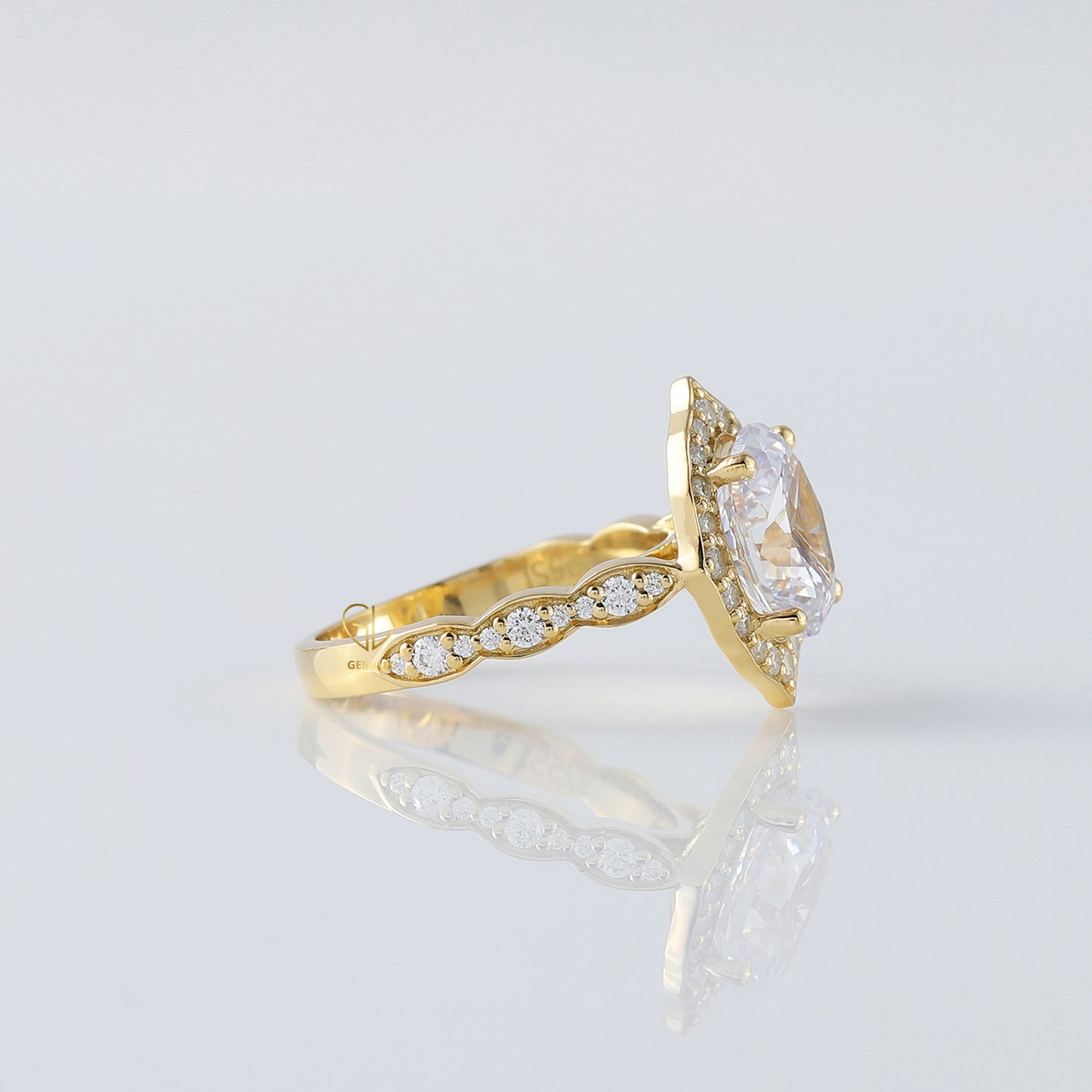 Oval Cut Moissanite Floral Halo Engagement Ring