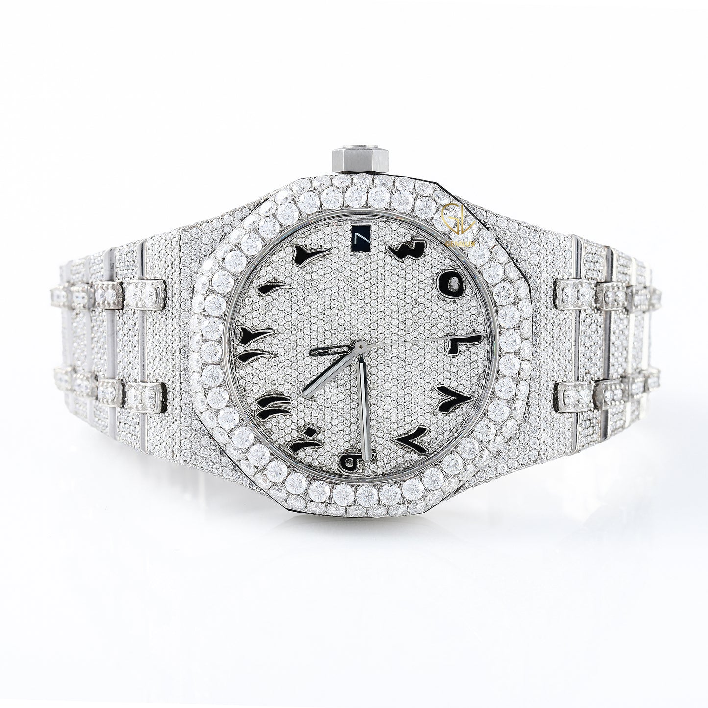 Pass Diamond Tester Arabic Dial Iced Out Moissanite Watch