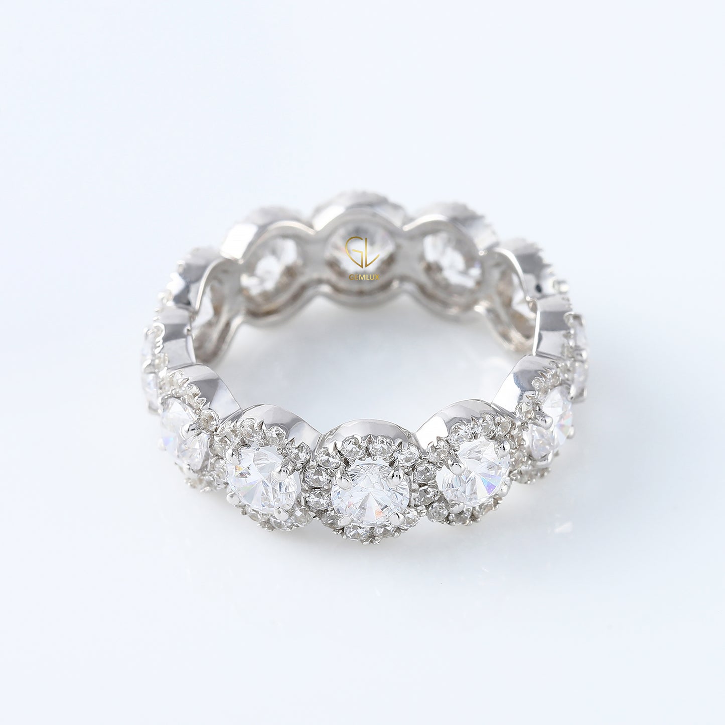 Moissanite Eternity Wedding Band, full eternity ring