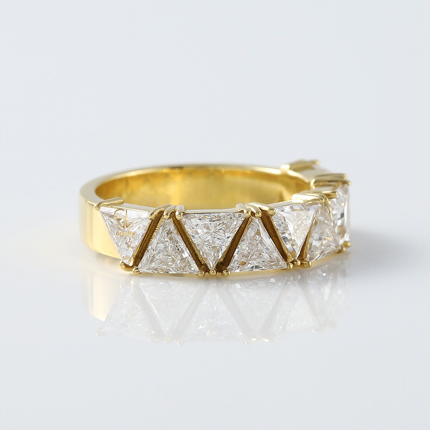 Trillion Cut Moissanite Half Eternity Wedding Band
