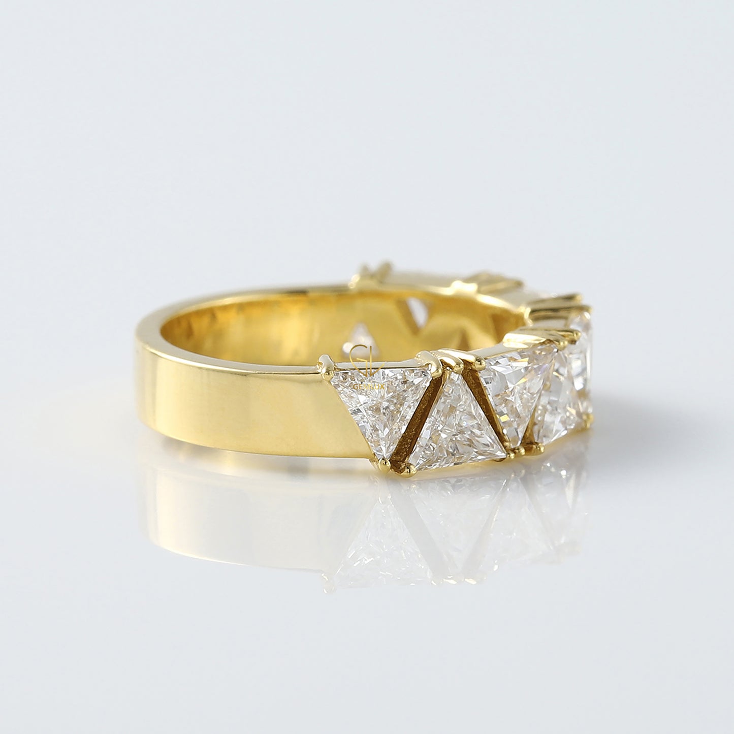 Trillion Cut Moissanite Half Eternity Wedding Band
