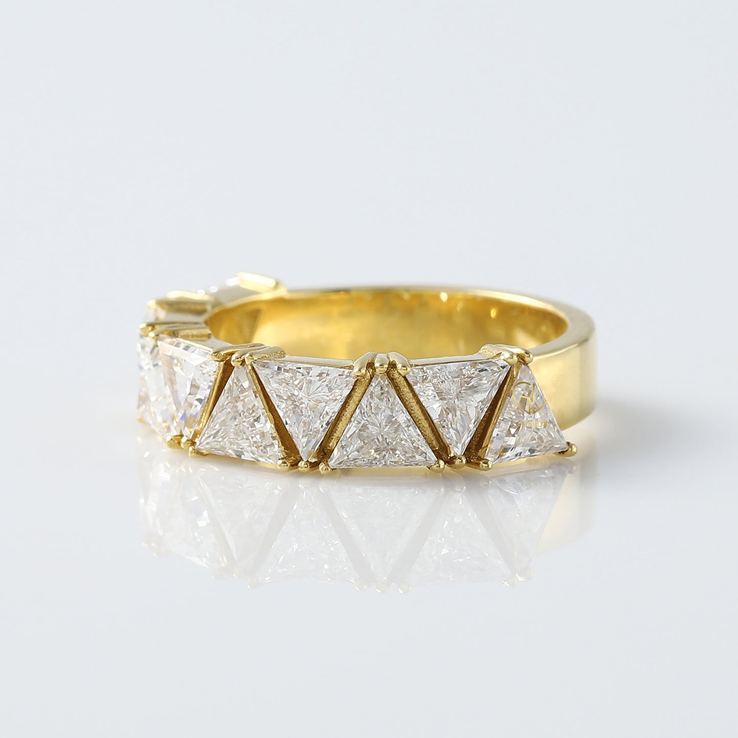 Trillion Cut Moissanite Half Eternity Wedding Band