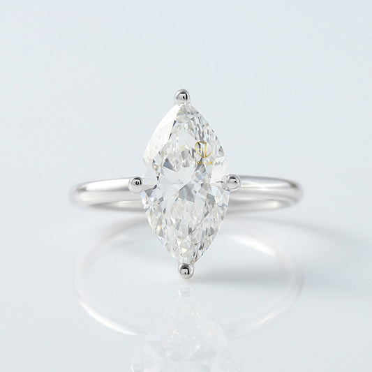 Marquise Cut Moissanite Solitaire Engagement Ring