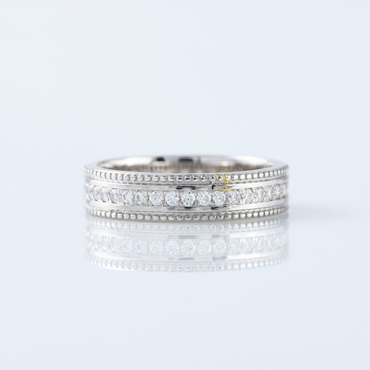 Art Deco Round Moissanite Eternity Wedding Band