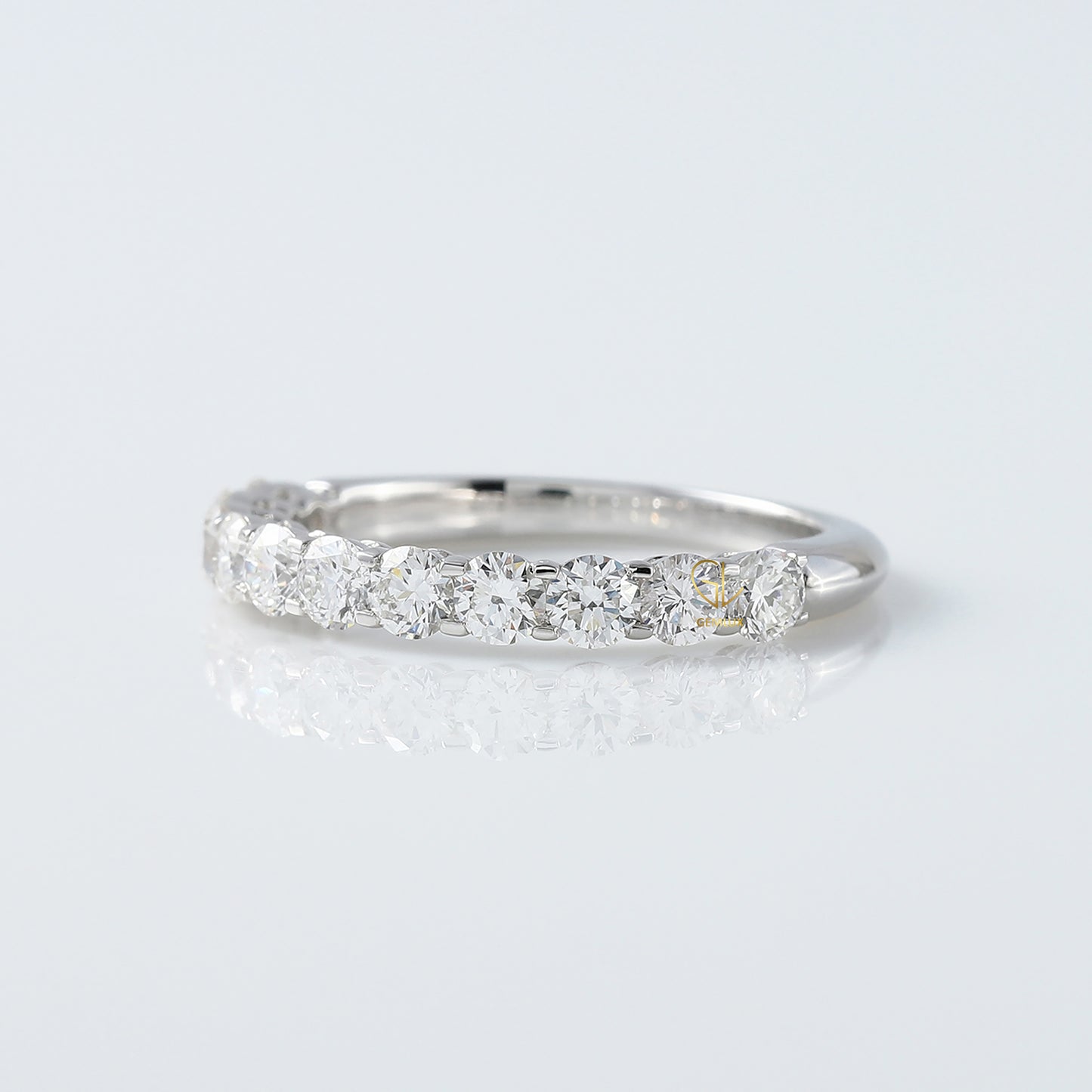 Round Cut Moissanite Half Eternity Wedding Band