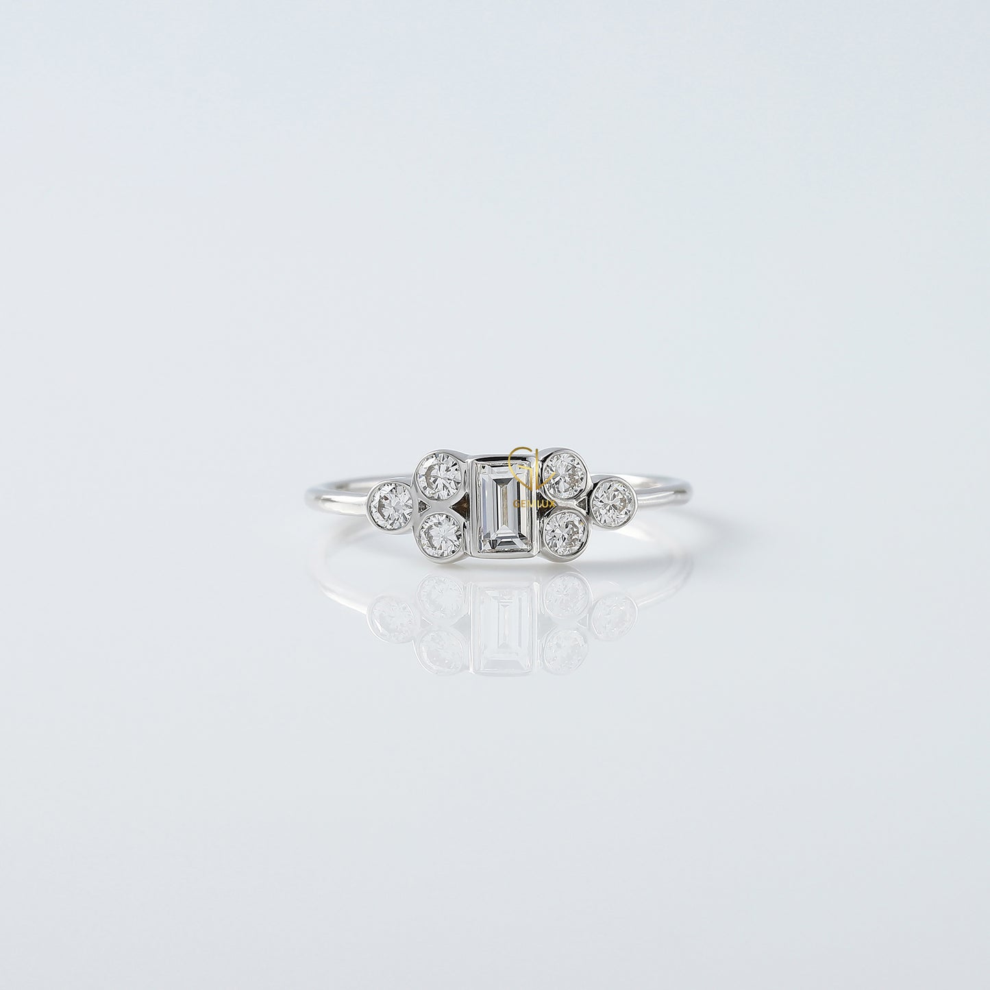 Seven Stone Emerald Cut Lab Grown Engagement Ring