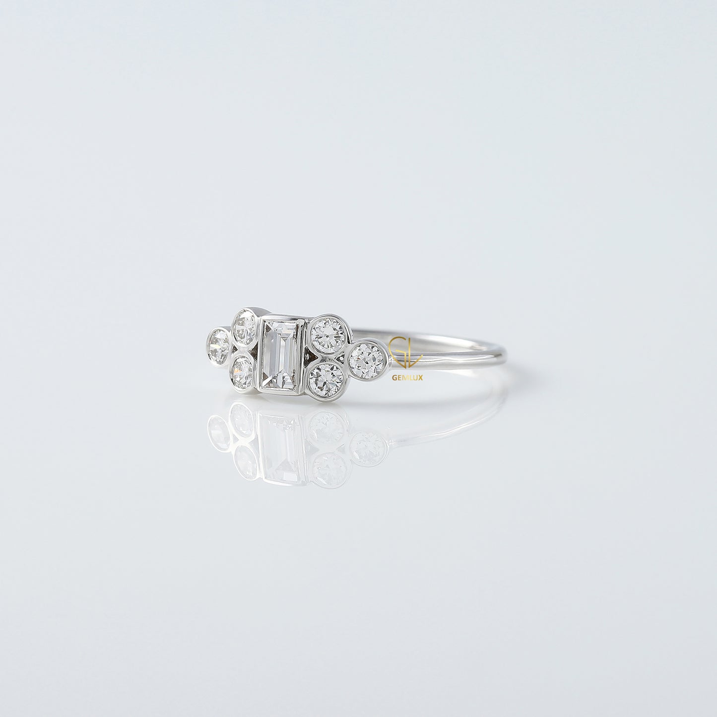 Seven Stone Emerald Cut Lab Grown Engagement Ring