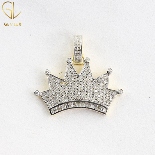 Iced Out Bling Bling Moissanite Diamond Crown Hip Hop Pendant
