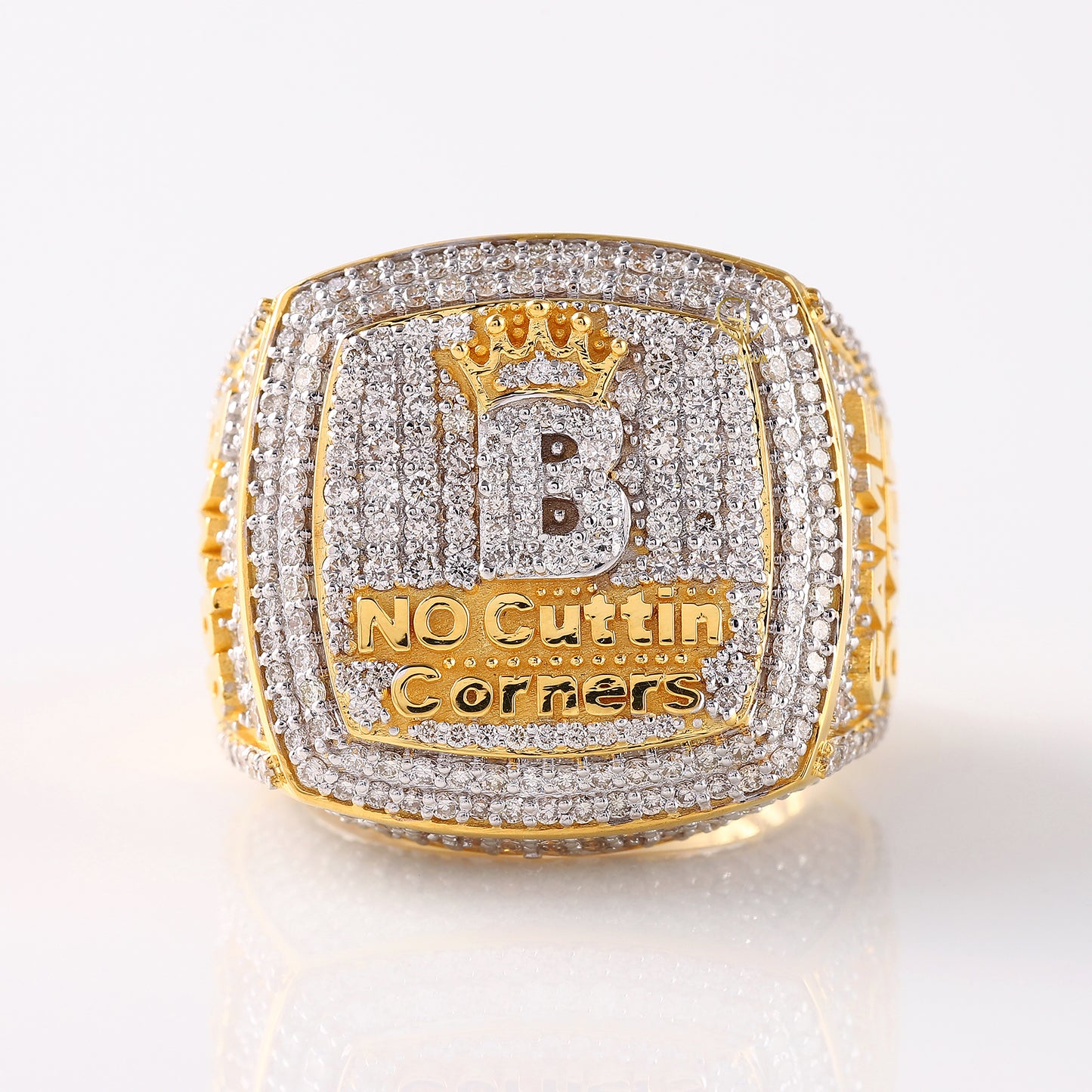 Iced Out Lab Grown Initial Letter Hip Hop Ring For Men