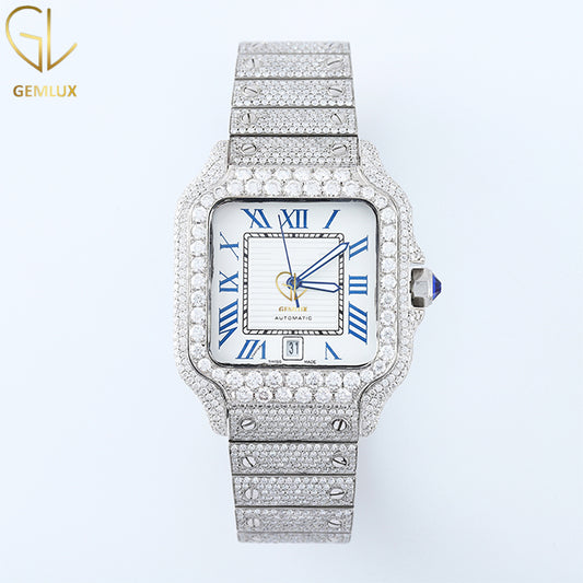 Iced Out Roman Square Dial VVS Moissanite Watch