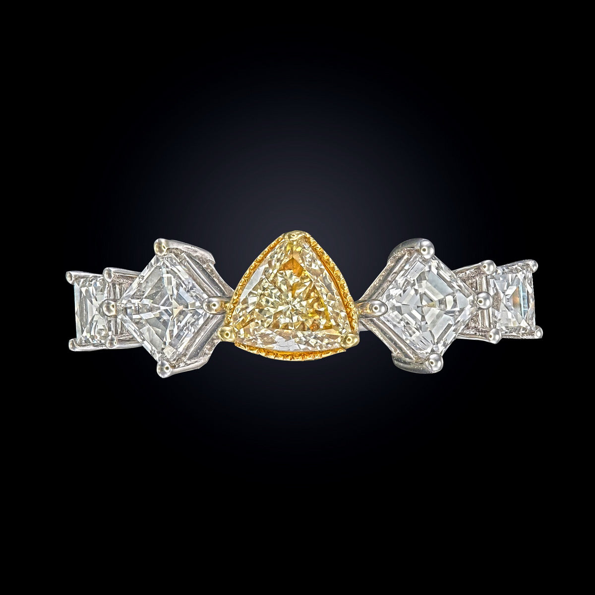 Canary Yellow Trillion Cut Certified Natural Diamond Eternity Wedding Band