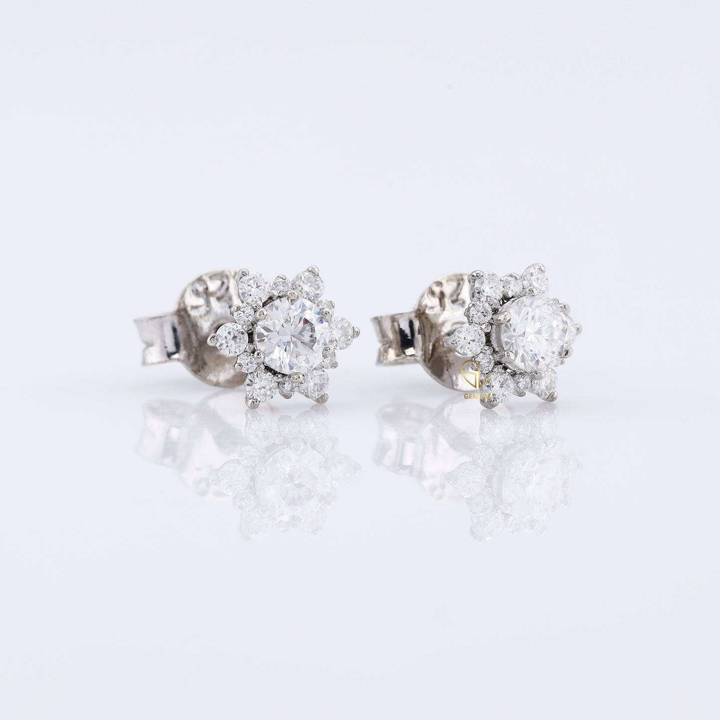 Lab Grown Diamond Floral Halo Stud Earrings