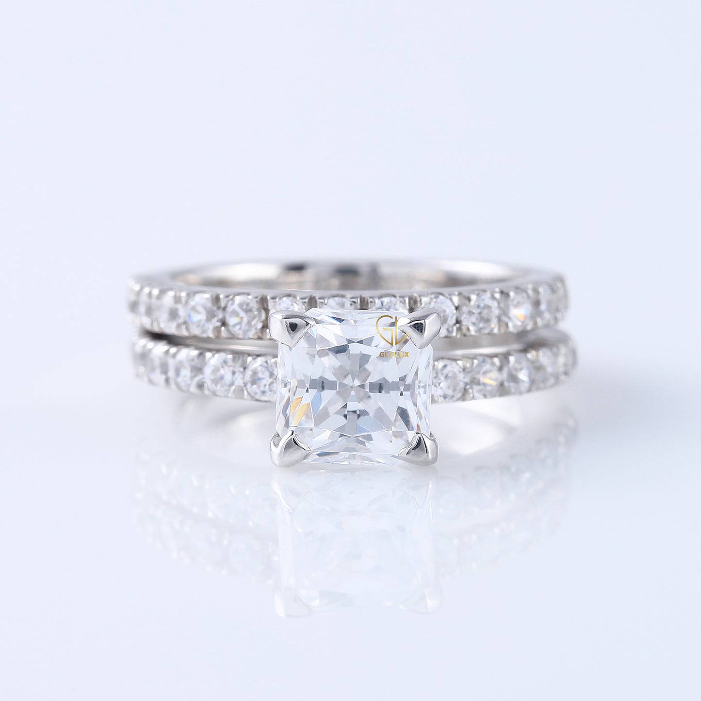 Lab Grown Princess Cut Diamond Ring Set