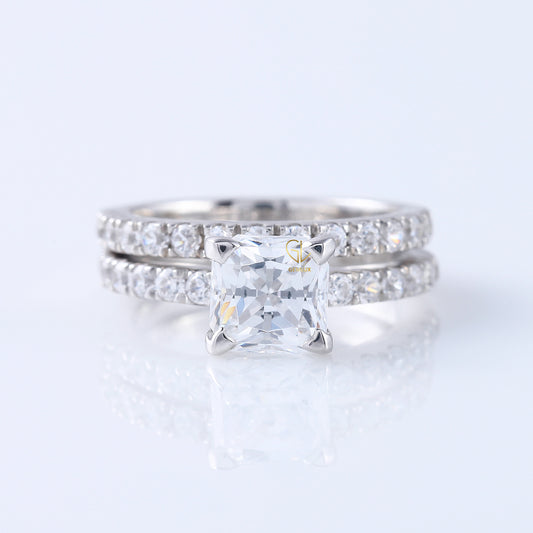 Lab Grown Princess Cut Diamond Ring Set