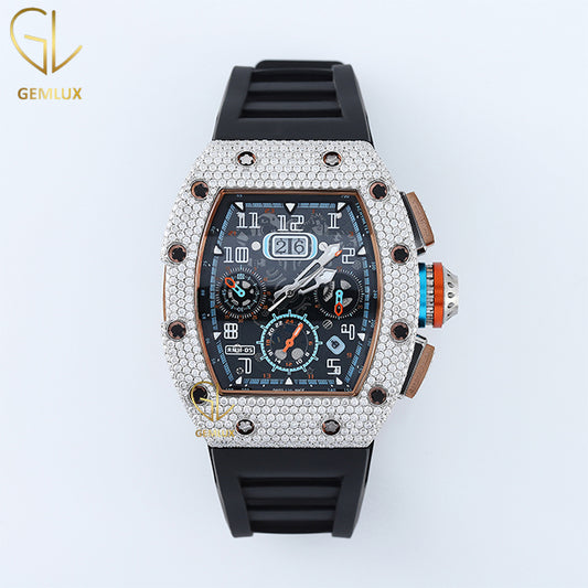 Luxury Wear Moissanite Diamond Chronograph Hip Hop Watch