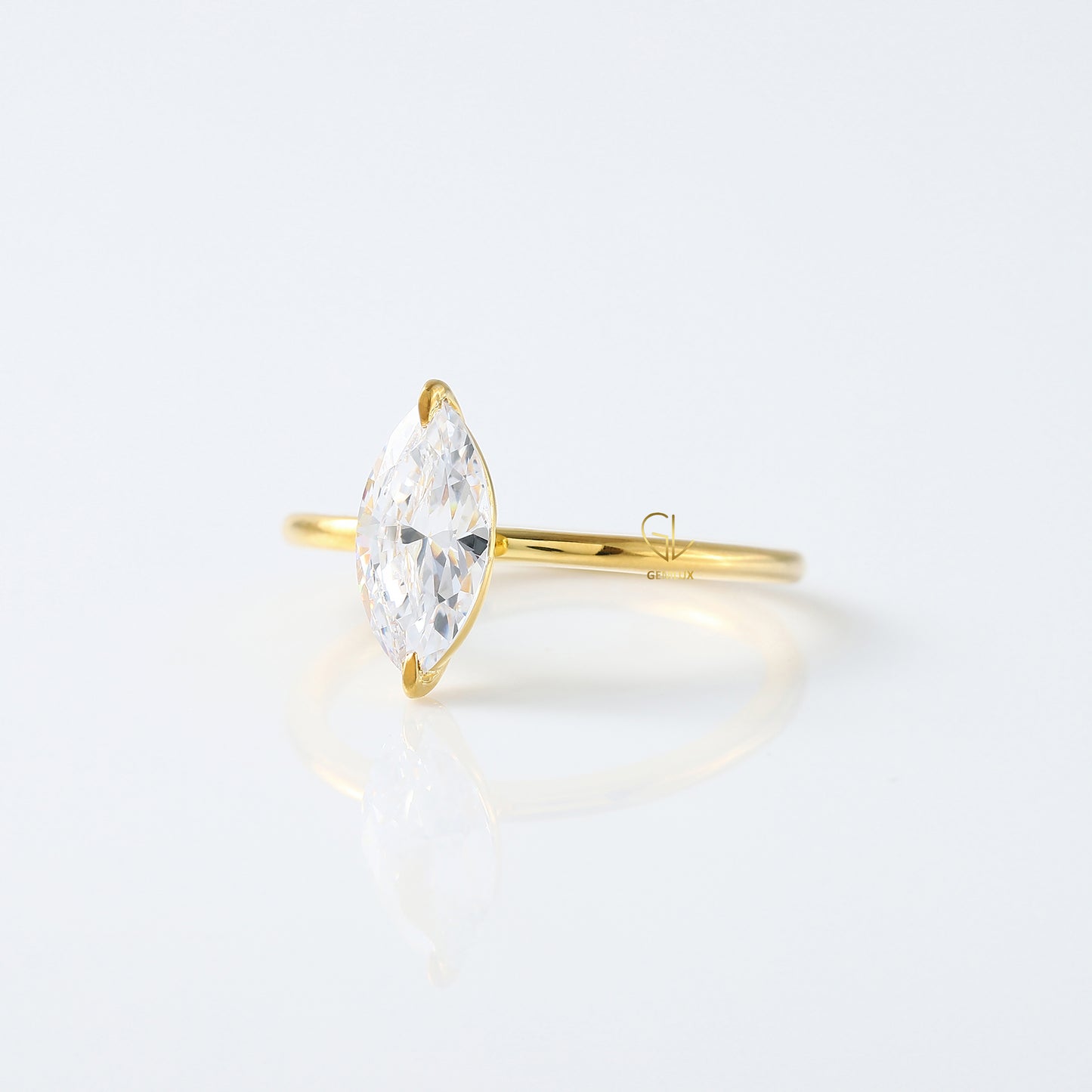 Marquise Cut Moissanite Diamond Solitaire Engagement Ring