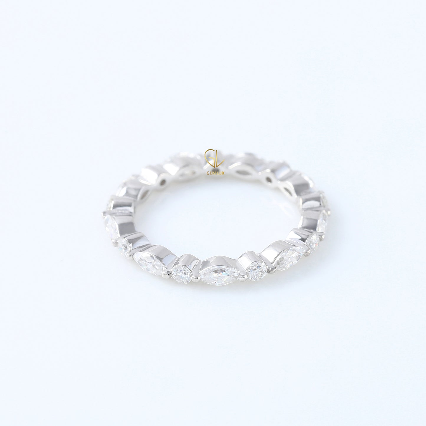 Marquise/Round Cut Moissanite Diamond Minimalist Eternity Wedding Band