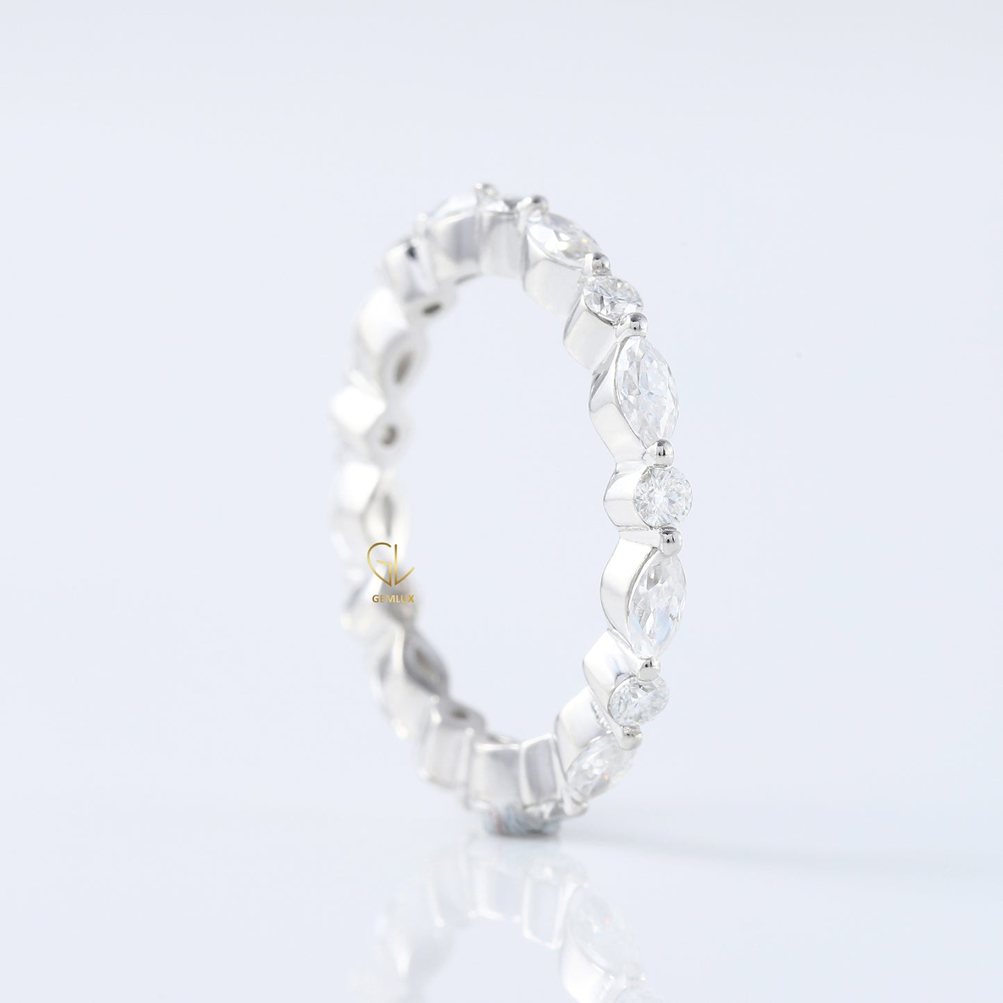 Marquise/Round Cut Moissanite Diamond Minimalist Eternity Wedding Band