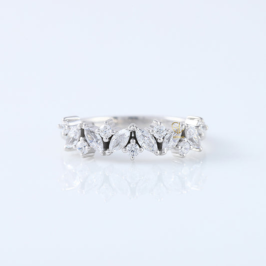 Marquise & Round Half Eternity Stacking Wedding Band