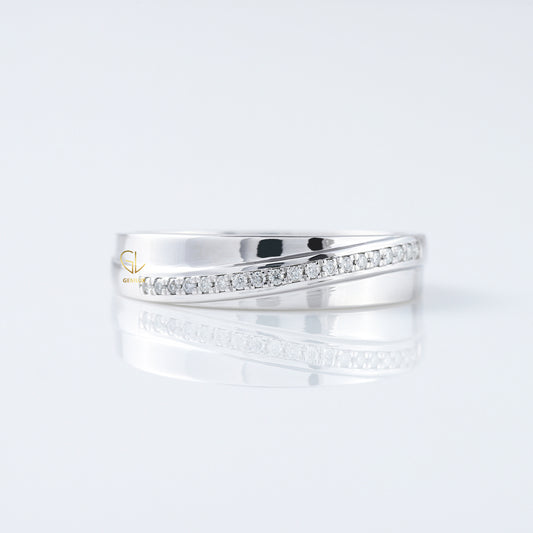 Micro Pave Set Round Moissanite Diamond Wedding Band