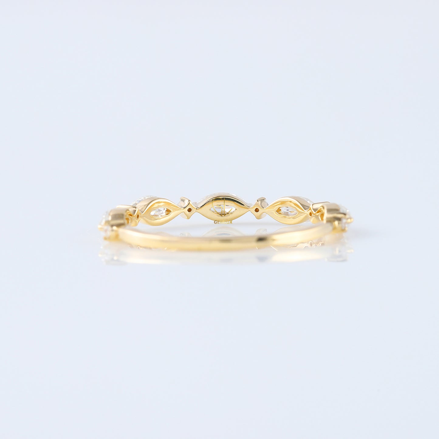 minimalist band, alternative stone eternity band, marquise and round moissanite matching band, yellow gold eternity wedding band;
