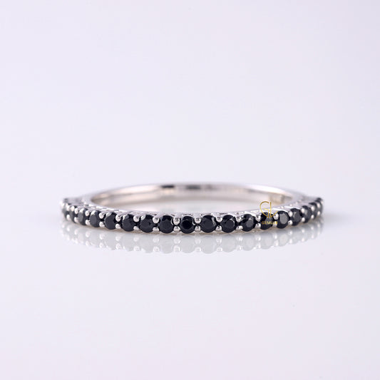 Minimalist Black Round Moissanite Wedding Band