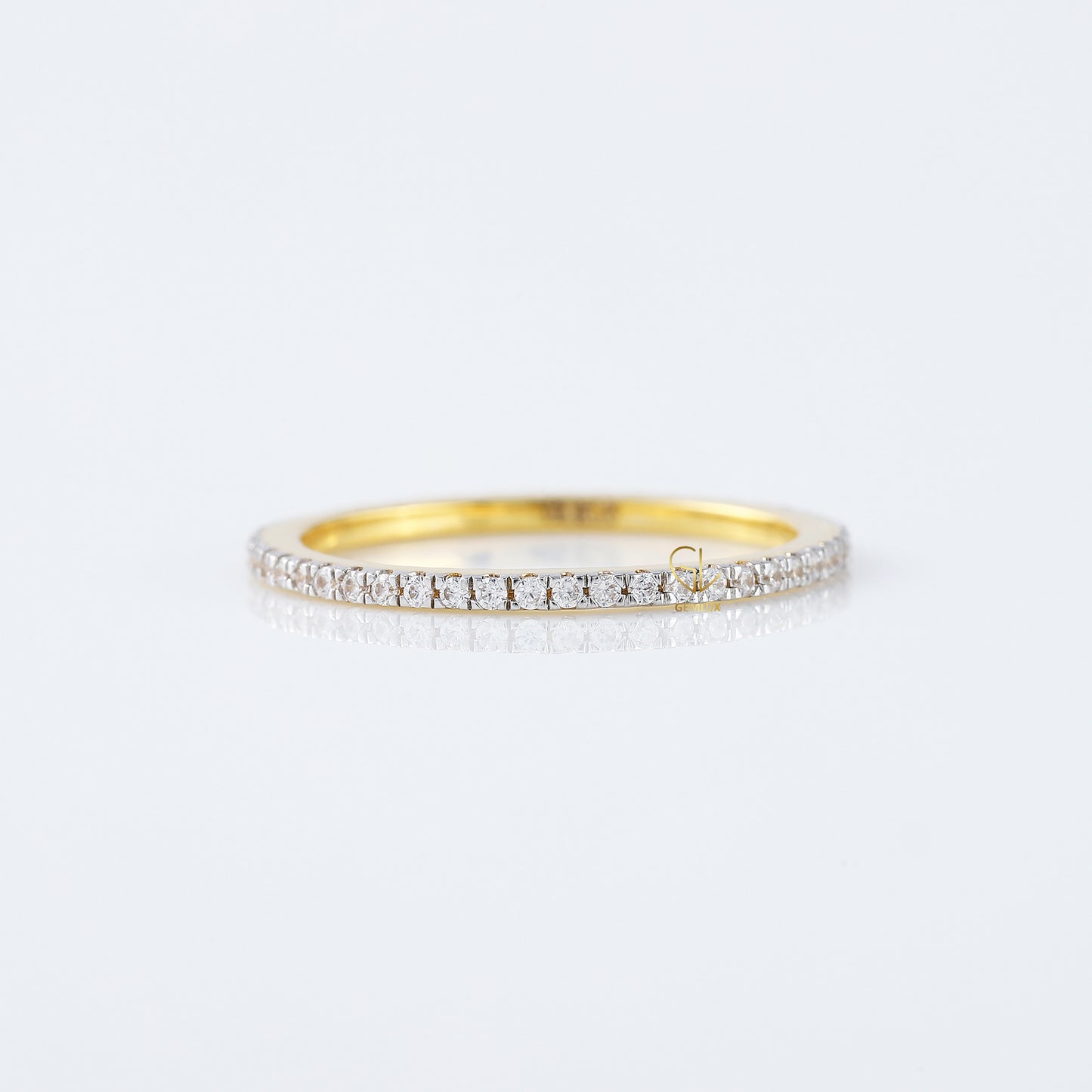 Minimalist Round Moissanite Eternity Wedding Band
