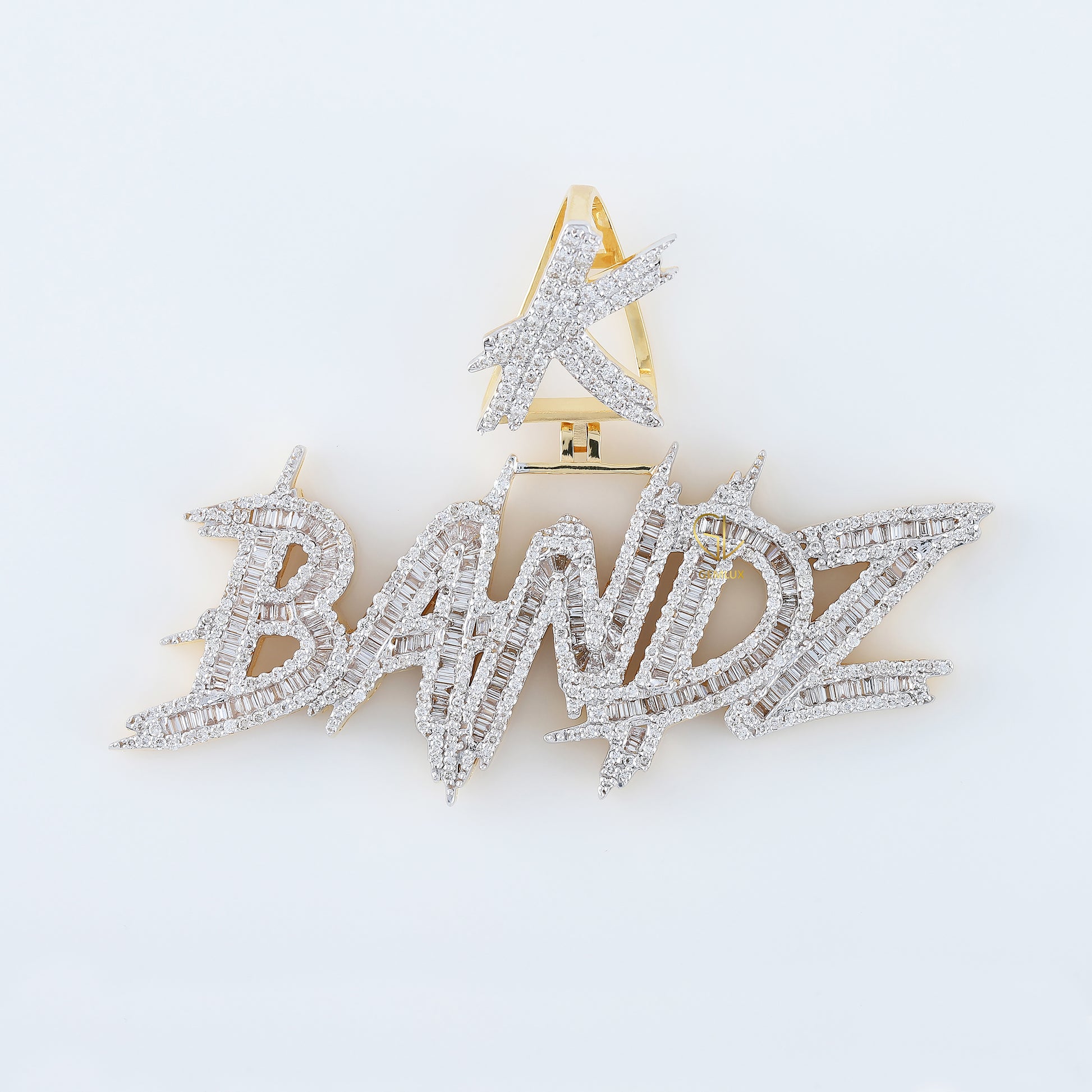 Name Letter Iced Out Baguette Cut Moissanite Hip Hop Pendant