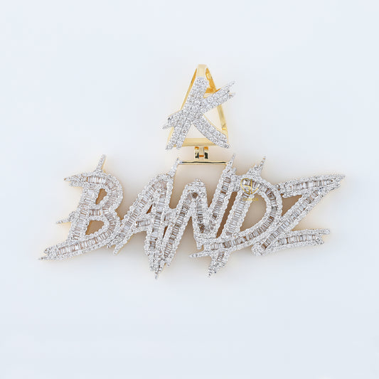 Name Letter Iced Out Baguette Cut Moissanite Hip Hop Pendant