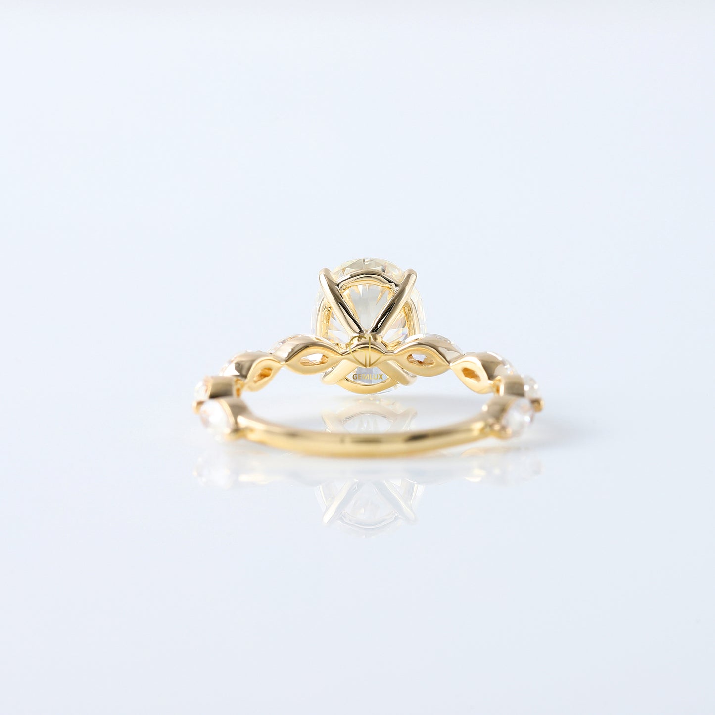 Oval Cut Moissanite Diamond Solitaire With Accent Ring