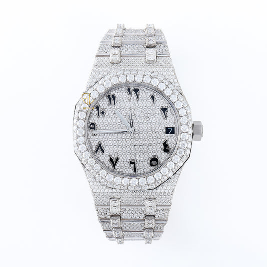 Pass Diamond Tester Arabic Dial Iced Out Moissanite Watch