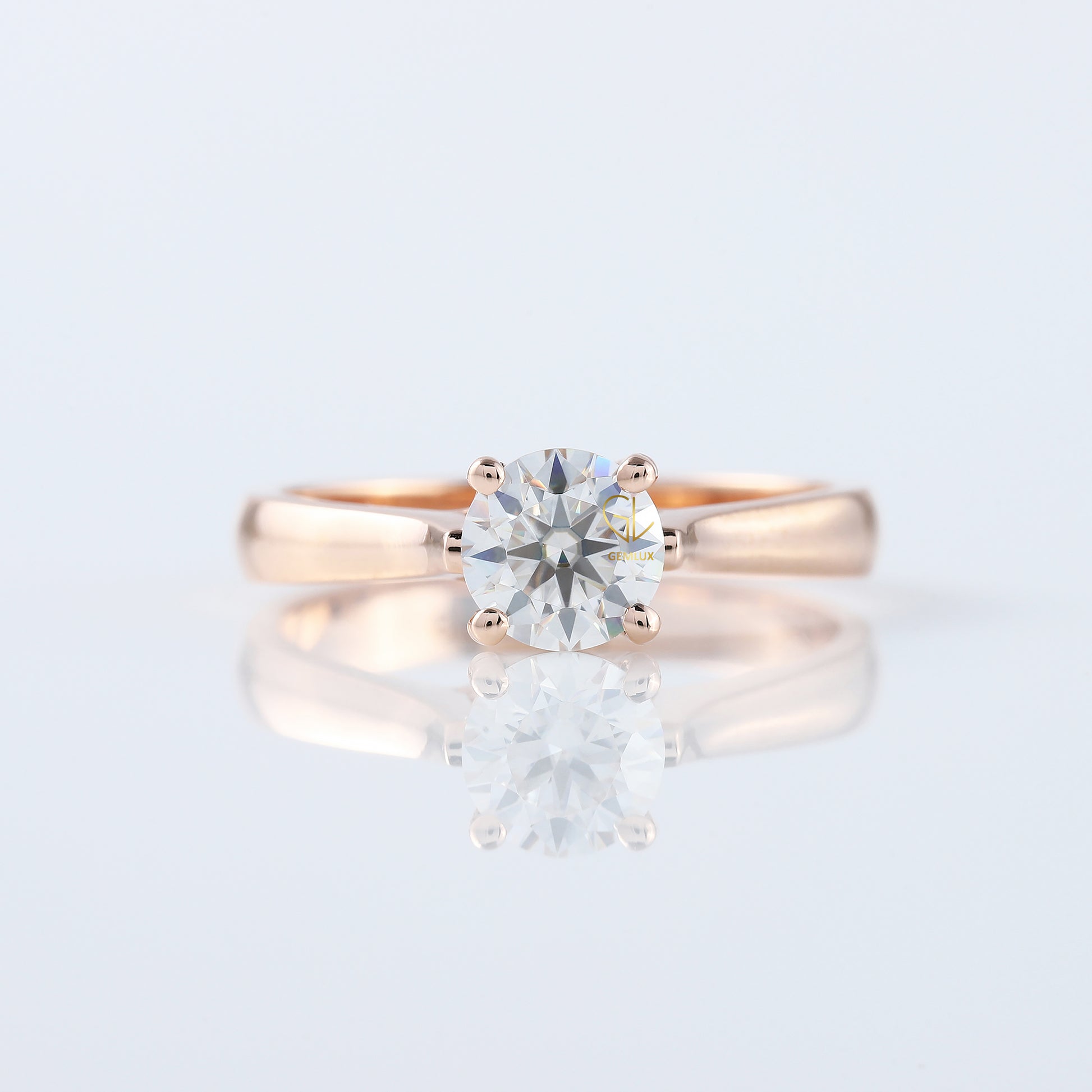 Pinch Style 1 Ct Round Cut Moissanite Solitaire Ring