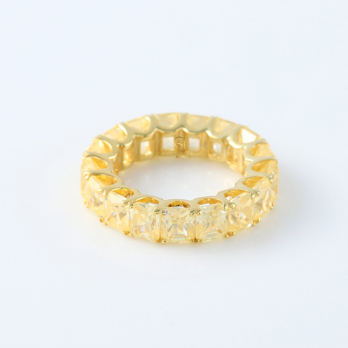 Radiant Cut Yellow Moissanite Diamond Eternity Wedding Band