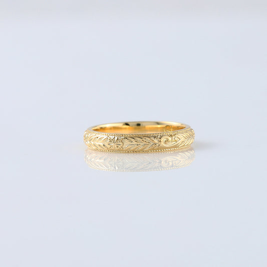 Retro Vintage 14k Solid Gold Plain Gold Filigree Wedding Band