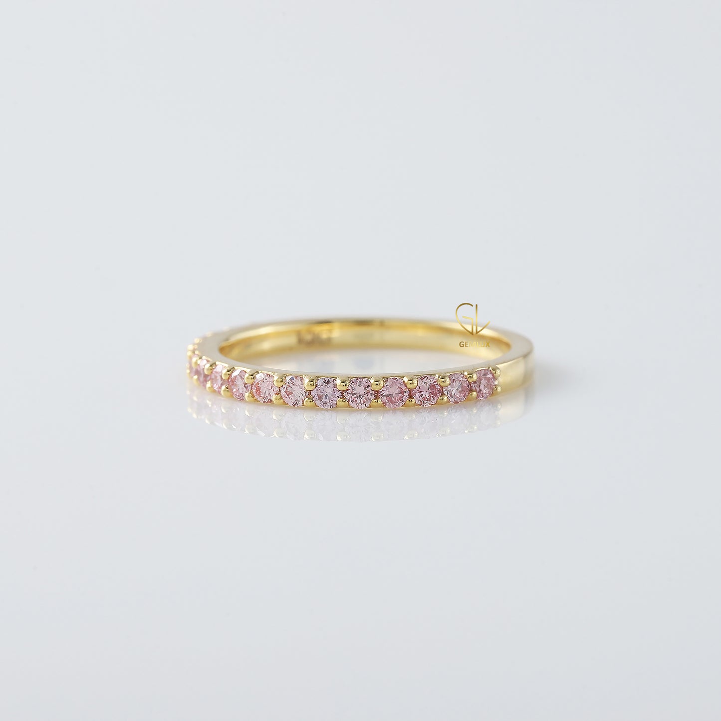 Round Cut Moissanite Half Eternity Wedding Band