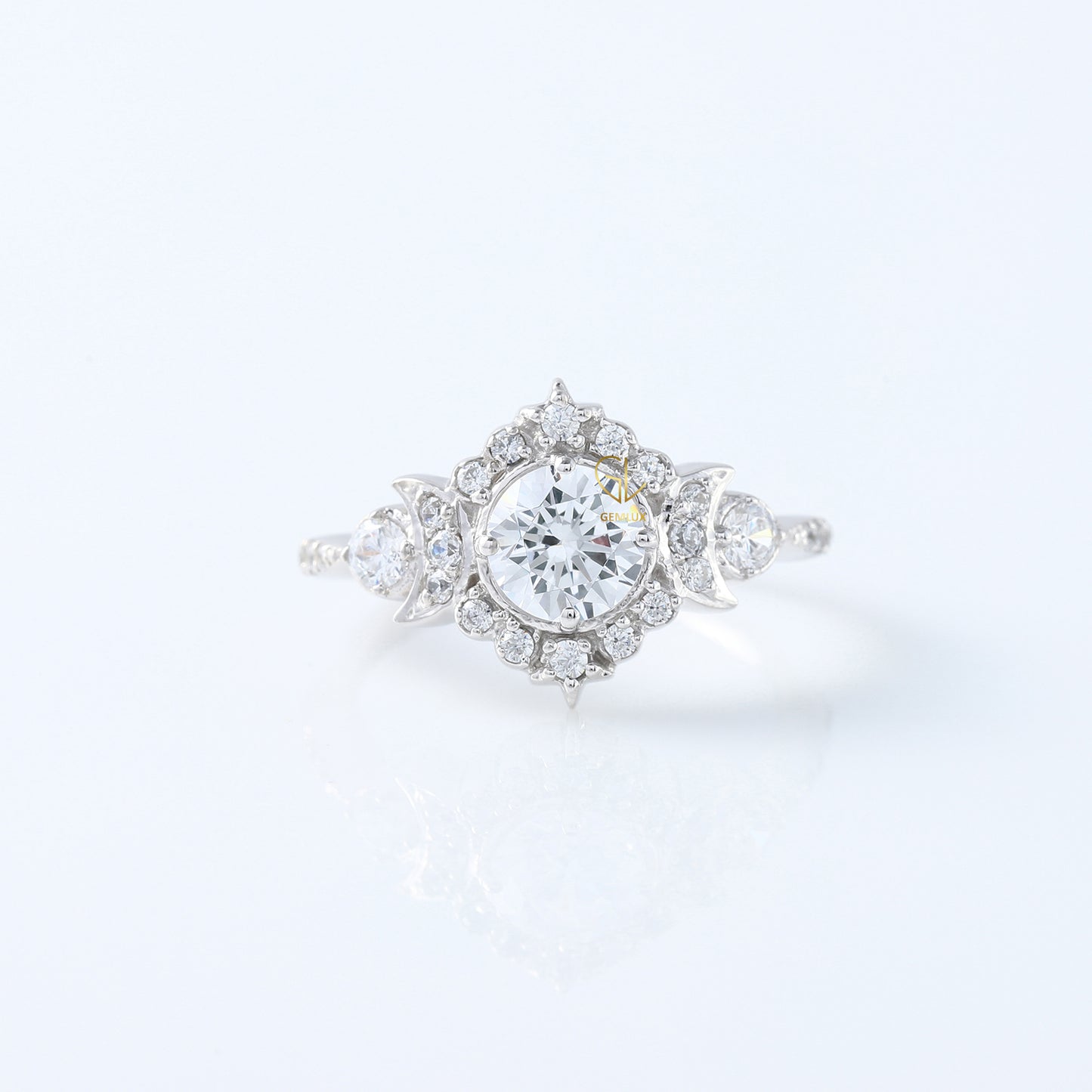 Round Moissanite Vintage Style Halo Ring - Edwardian Ring