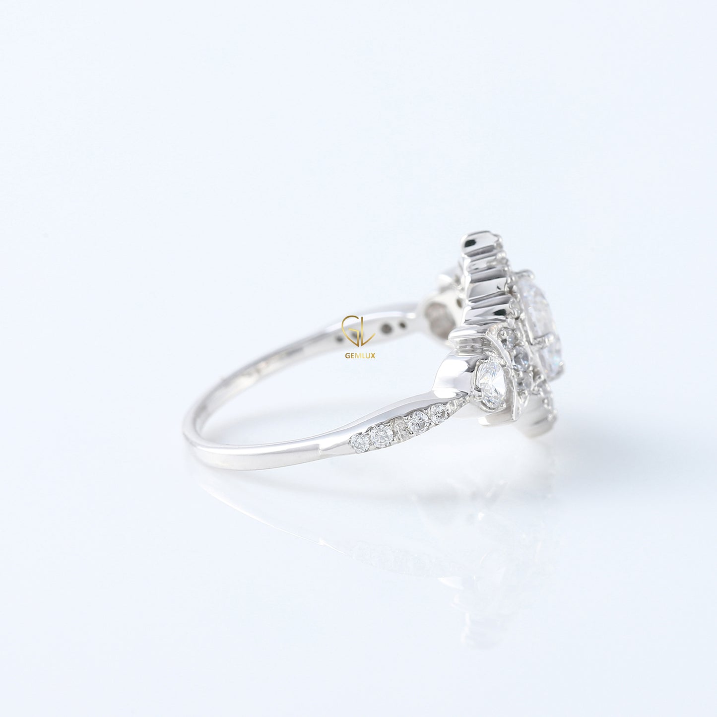 Round Moissanite Vintage Style Halo Ring - Edwardian Ring