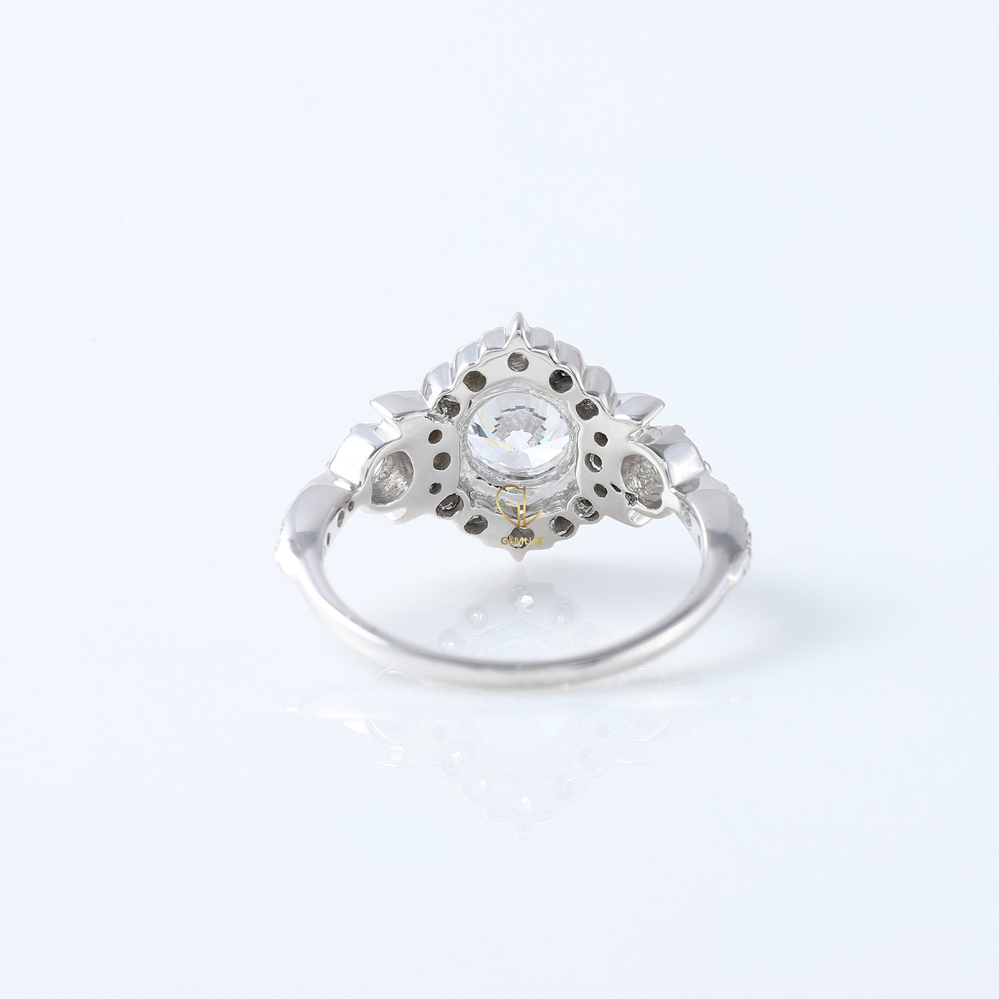 Round Moissanite Vintage Style Halo Ring - Edwardian Ring