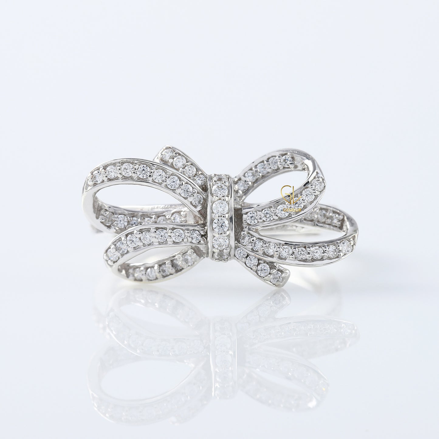 Round Cut Lab Grown Bow Knot Engagement Ring
