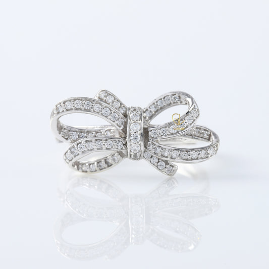 Round Cut Lab Grown Bow Knot Engagement Ring